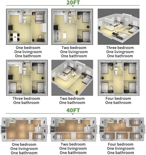 Prefab Tiny House for Sale Tiny Home to Live in for Adults Modular Portable Prefabricated Foldable House Kit Mobile Villa Expandable Container House with 2 Bedroom 1 Fully Equipped Bathroom & Kitchen - Image 8