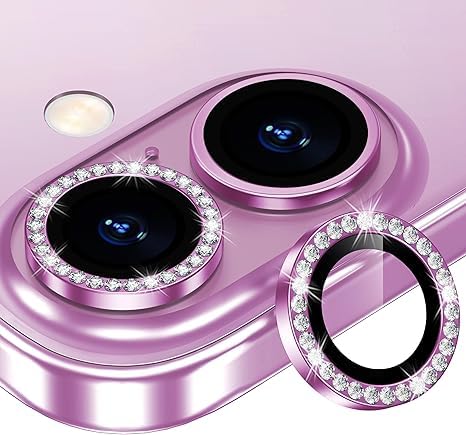 Image of for iPhone 16 /16 Plus Camera Lens Protector Bling Individual Metal Diamond Ring 9H Hardness Scratchproof Protector, Stylish Phone Accessories, Case Friendly (Pink Diamond)