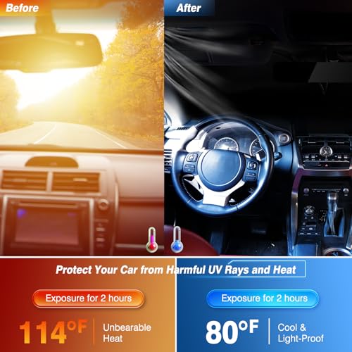 Windshield Sun Shade - Car Sun Shade Windshield, Compatible for Tesla Model 3/Y Customized, Tesla Model 3/Y Accessories 2025 Foldable Front Window Sunshade, Upgraded UV Protection Fabric — view 2