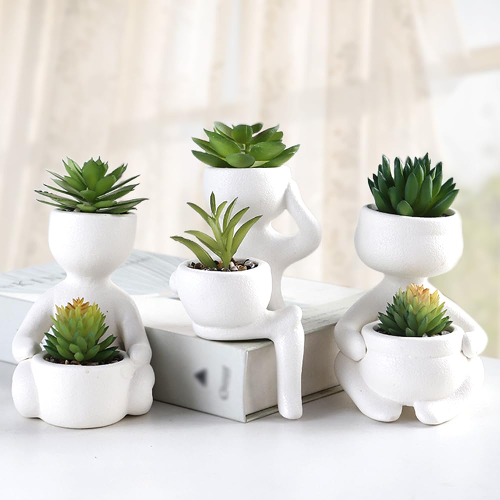 2 Piante Grasse Artificiali In Vaso Ceramica Rosa E Oro – Finta Succulenta Per Casa E Ufficio – Decorazione Da Scrivania