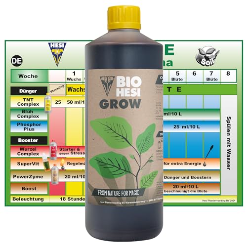 Hesi Bio Grow 1L - Organischer Dünger für kräftiges Wachstum und gesunde Pflanzen - optimale Nährstoffversorgung für Indoor- und Outdoor-Anbau