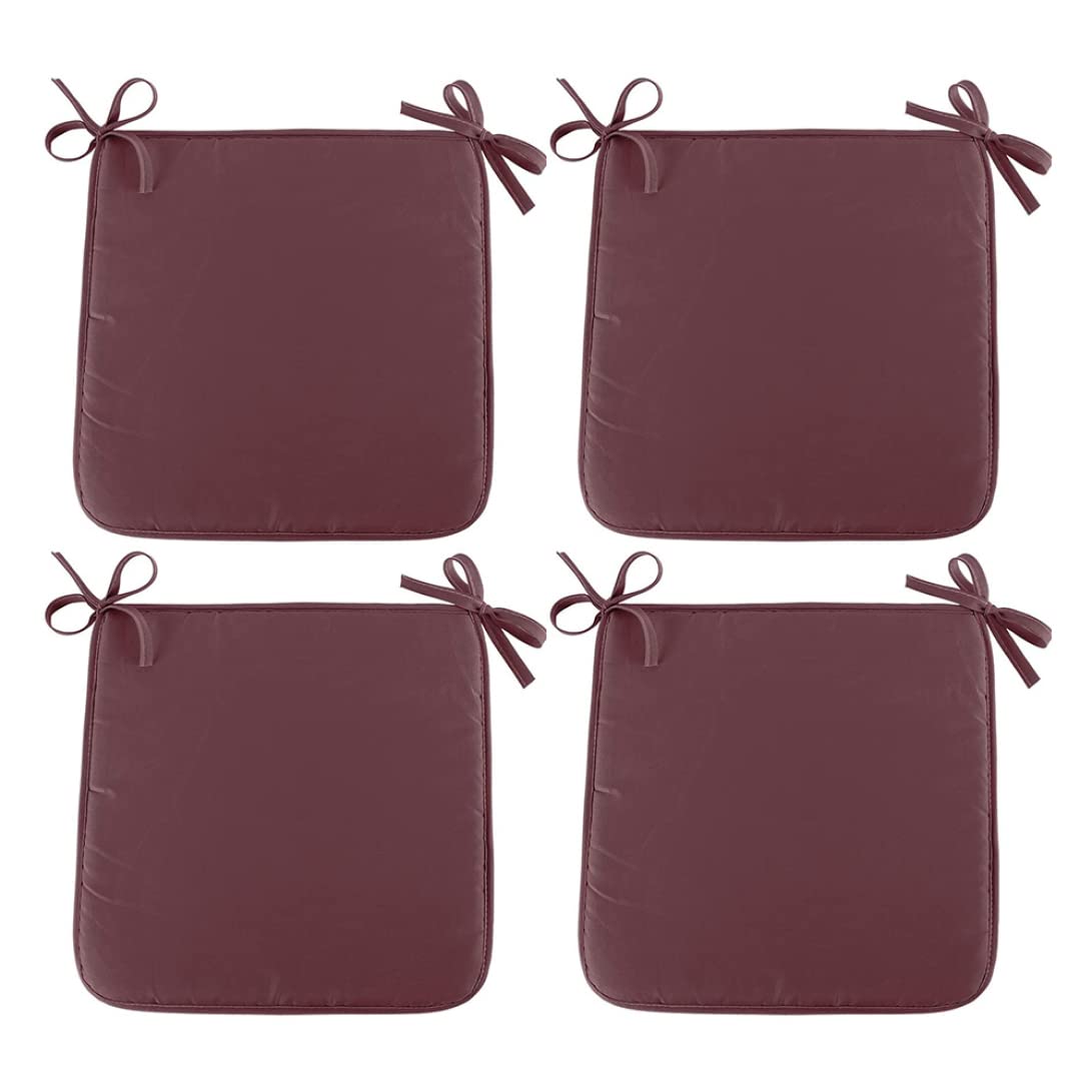 Coussin de siège carré imperméable 4 pièces café foncé avec attaches