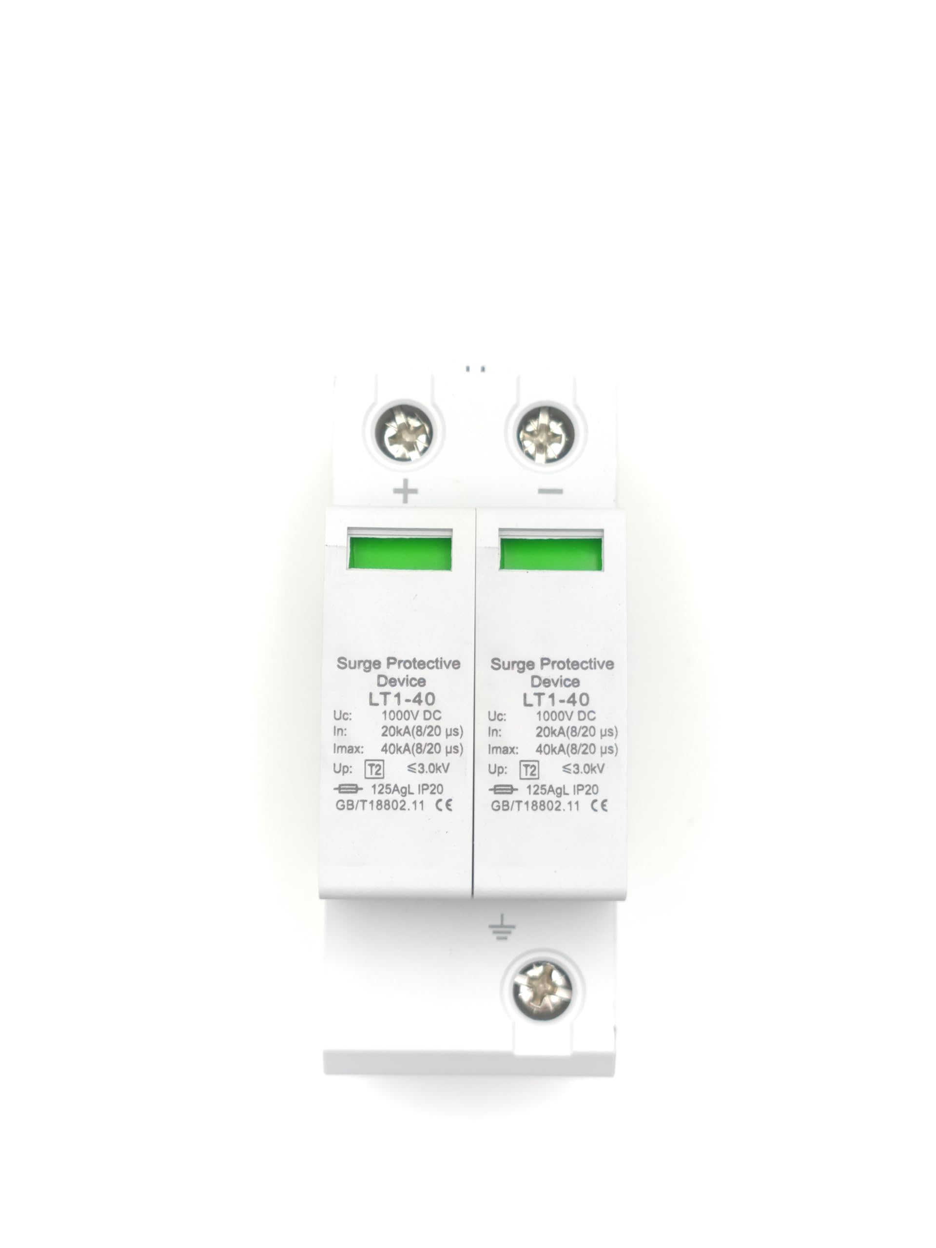 Photo 1 of 1000V 40KA DC Surge Protector with Lightning Protection, Modular Design Photovoltaic Arrester for Residential & Office Use, 35mm DIN Rail Mount, DC1000V (1pc)
