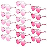 Matcheck 16 Heart Shaped Rimless Sunglasses Transparent Candy Pink Hotpink Color Glasses Clear Party Eyewear for Women
