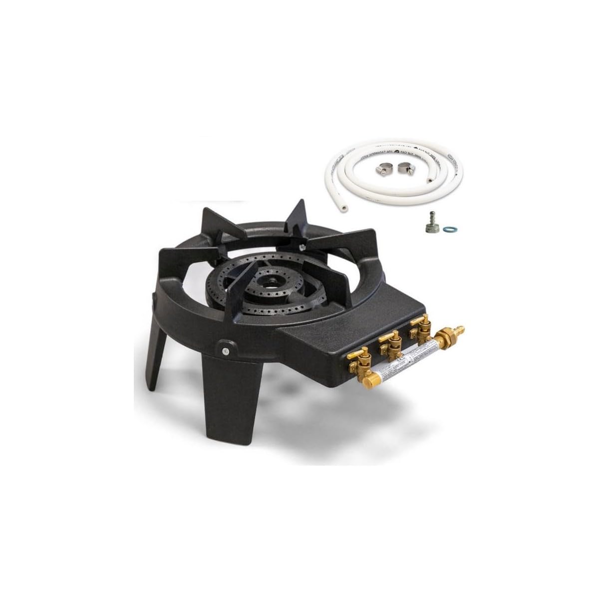 INTEC - Rechaud à gaz en Fonte 4 Pieds 2 bruleurs + Tuyau gaz Flexible 6 x 12-1.50m