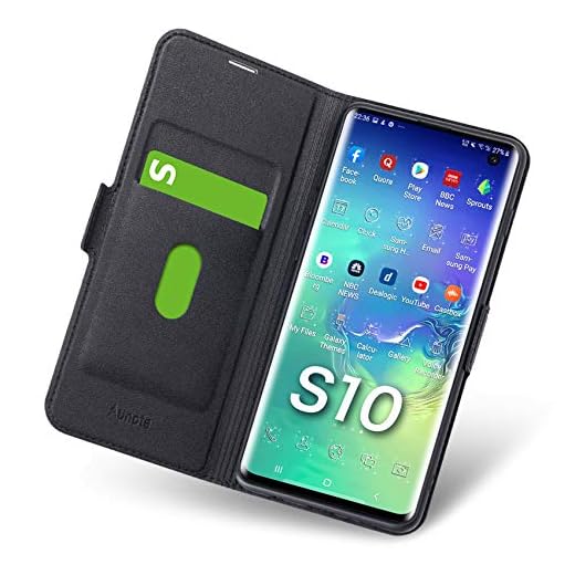 Samsung Galaxy S10 Fodral, Samsung S10 Fall, Samsung S10 Mobilskal med Korthållare, Magnetisk Stängning, Ställ, Hülle/Handyhülle/Schutzhülle-Fullständigt Skydd Samsung S10, Flip/Folio Phone Case.Svart