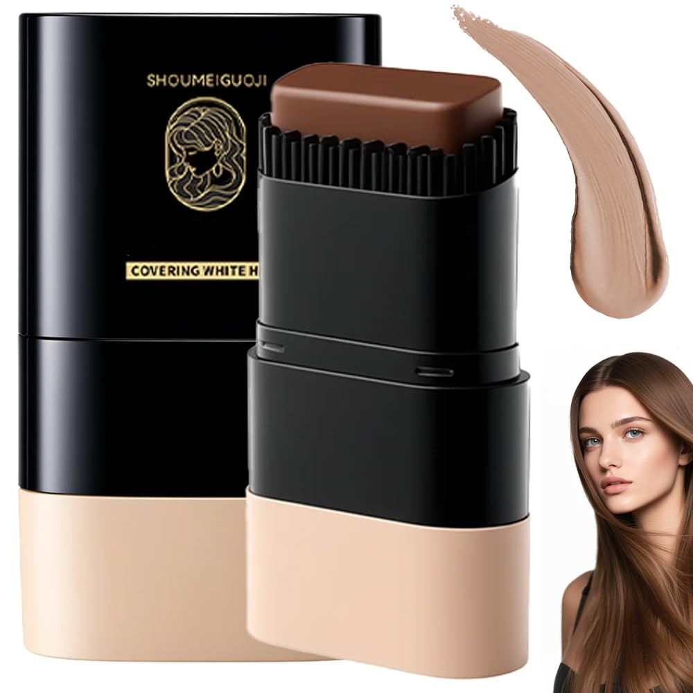 Hair Dye Stick, Portable Hair Color Touch-Up Stick, 2025 New Upgraded 2-In-1 Waterproof and Sweat-Proof Hair Dyeing Comb, Convenient Comb Hair Dye for Quick Touch Up (Brown)