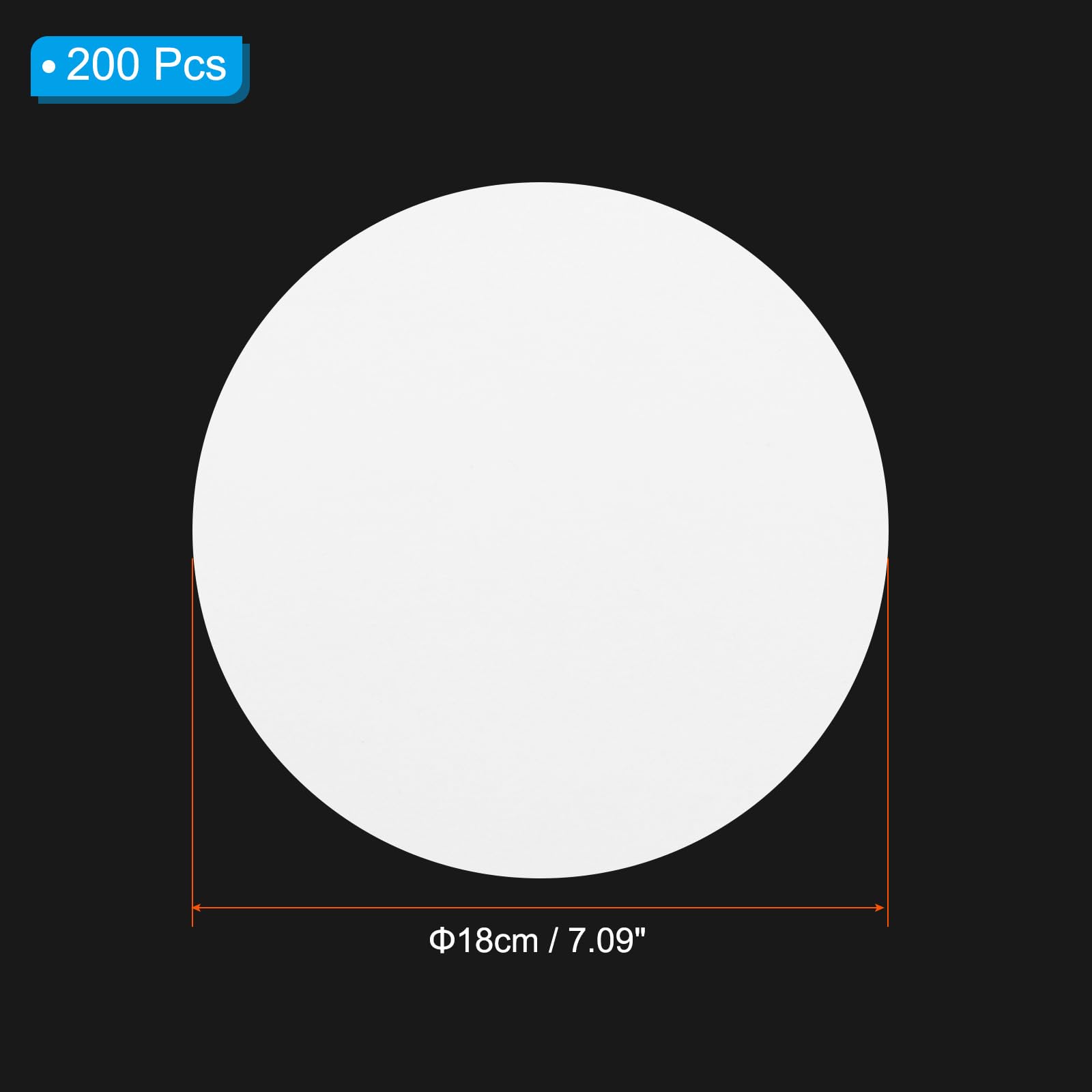 PATIKIL 200Pcs 18cm Qualitatif Filtre Papier Cercles, Rapide Vitesse Rond Laboratoire Filtre Papier Chimique Industriel Huile Essais Entonnoir Filtre Papier