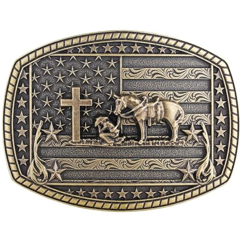 Image of Cowboy Belt Buckle for Men Western Cowgirl Rodeo Longhorn Bull Belt Buckles