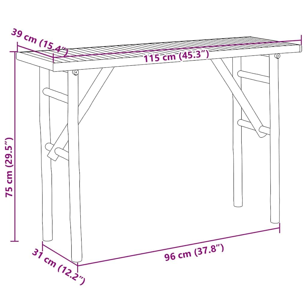 Bambus Konsolentisch 115x39x75 cm | Stabil, wasserbeständig, pflegeleicht mit feuchtem Tuch, für Wohnzimmer, Flur, Balkon