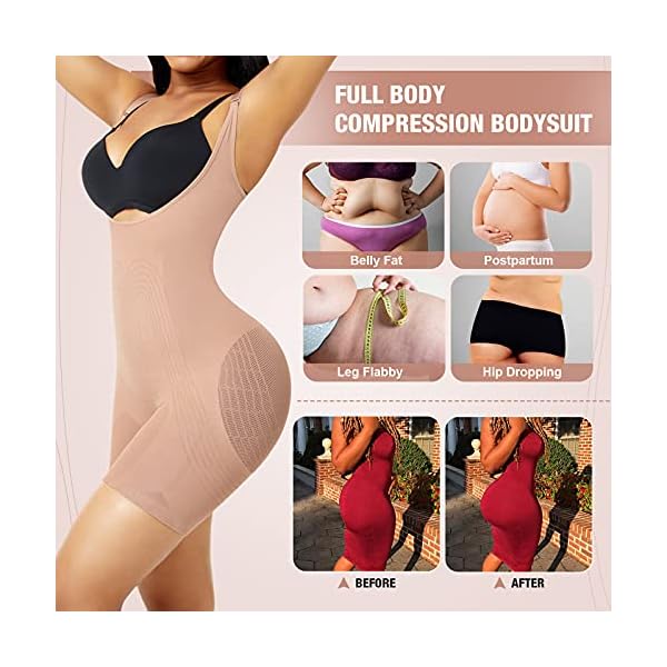 Lover-Beauty Back Fat Shapewear for Women Tummy Control Full Body Shaper Seamless Faja Compression Garment, Beige, M/L