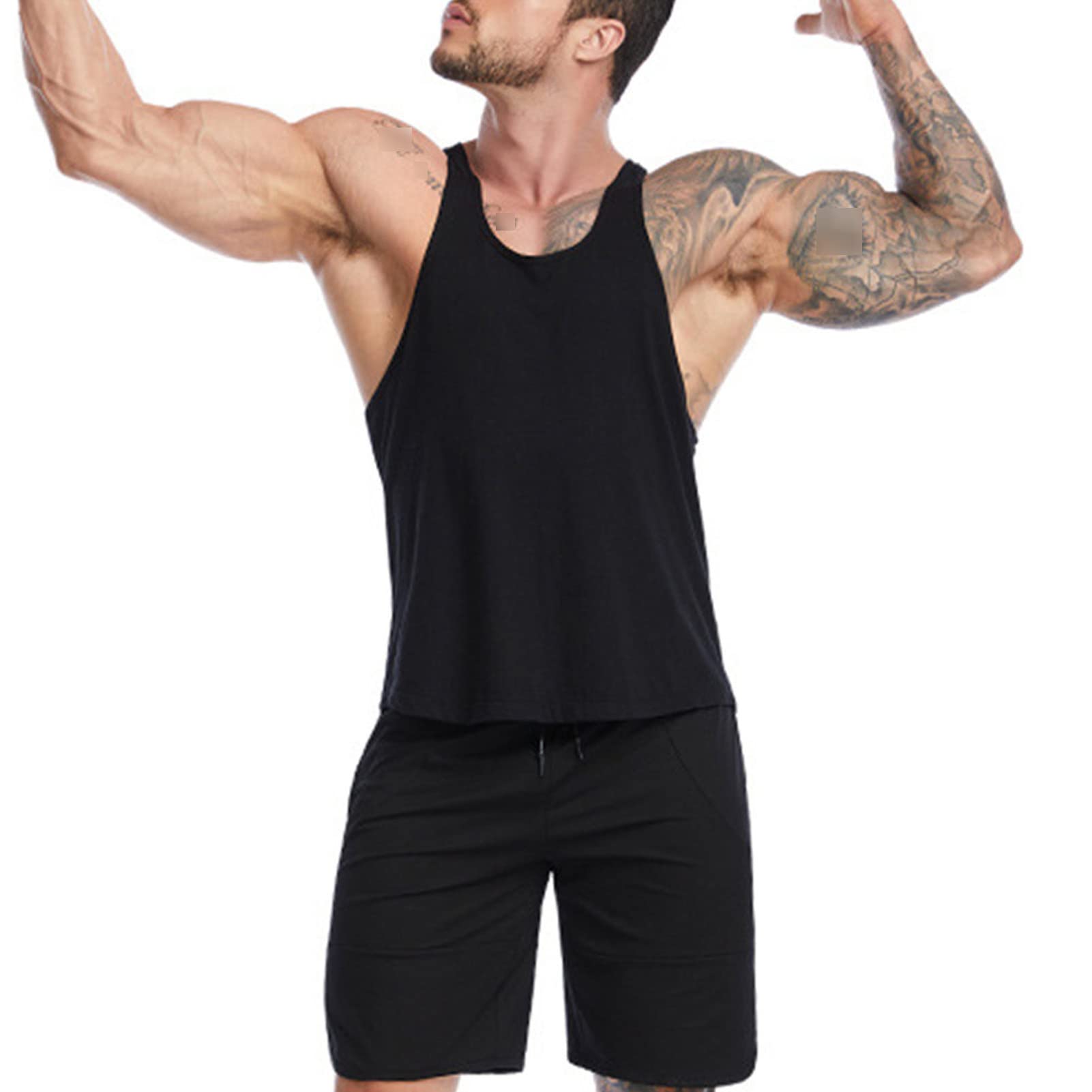 Maiyifu-GJ Men's Y-Back Muscle Tank Tops Sleeveless Bodybuilding Gym Workout Shirt Fitness Training Cool Athletic Vests (Black,XX-Large)
