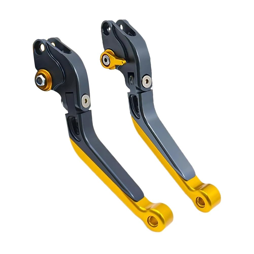 OZHXXCA 1 Pair Motorcycle Brake Clutch Lever Handle 6 Gear Positions Adjustable Aluminium Alloy Yellow for Titanium