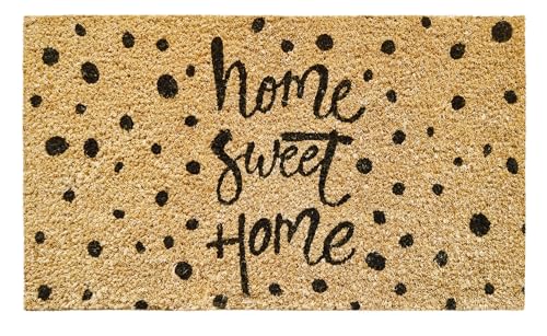 Banzaii Felpudo de Coco Entrada Casa 40x70 cm con Base Antideslizante - Home Sweet Home Pois