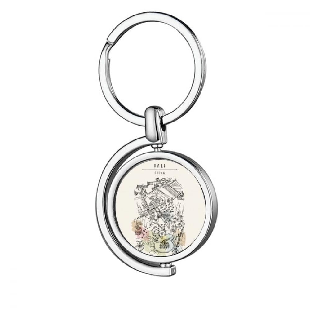 no/no Dali Park Among Crowded Houses China Rotating Keychain Metal Keyring Holder
