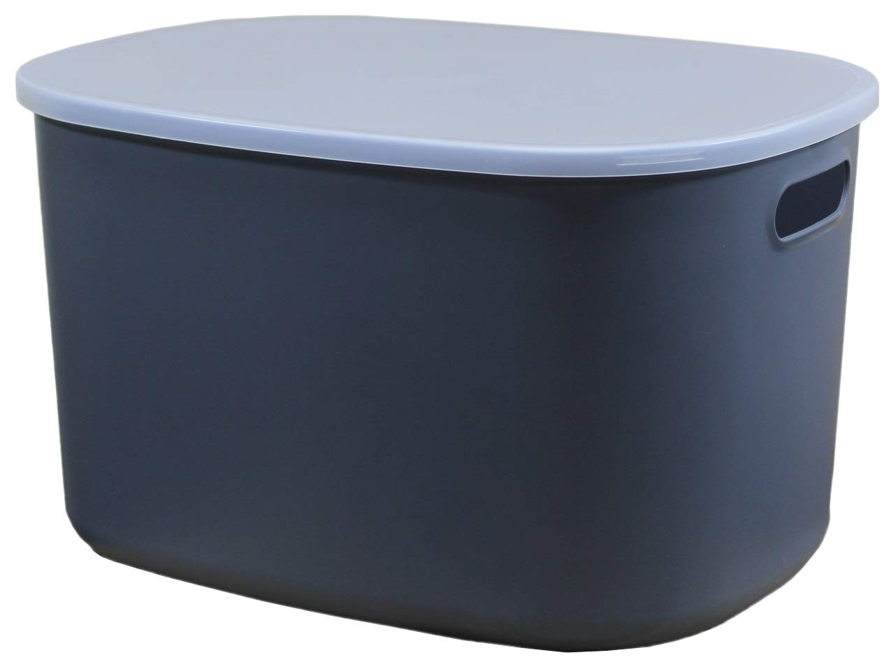 Muddy Hands Gray Plastic Storage Box With Lid Home Kitchen Bedroom Bathroom Office Stackable Lidded Basket Container (2, 6 Litre Anthracite)