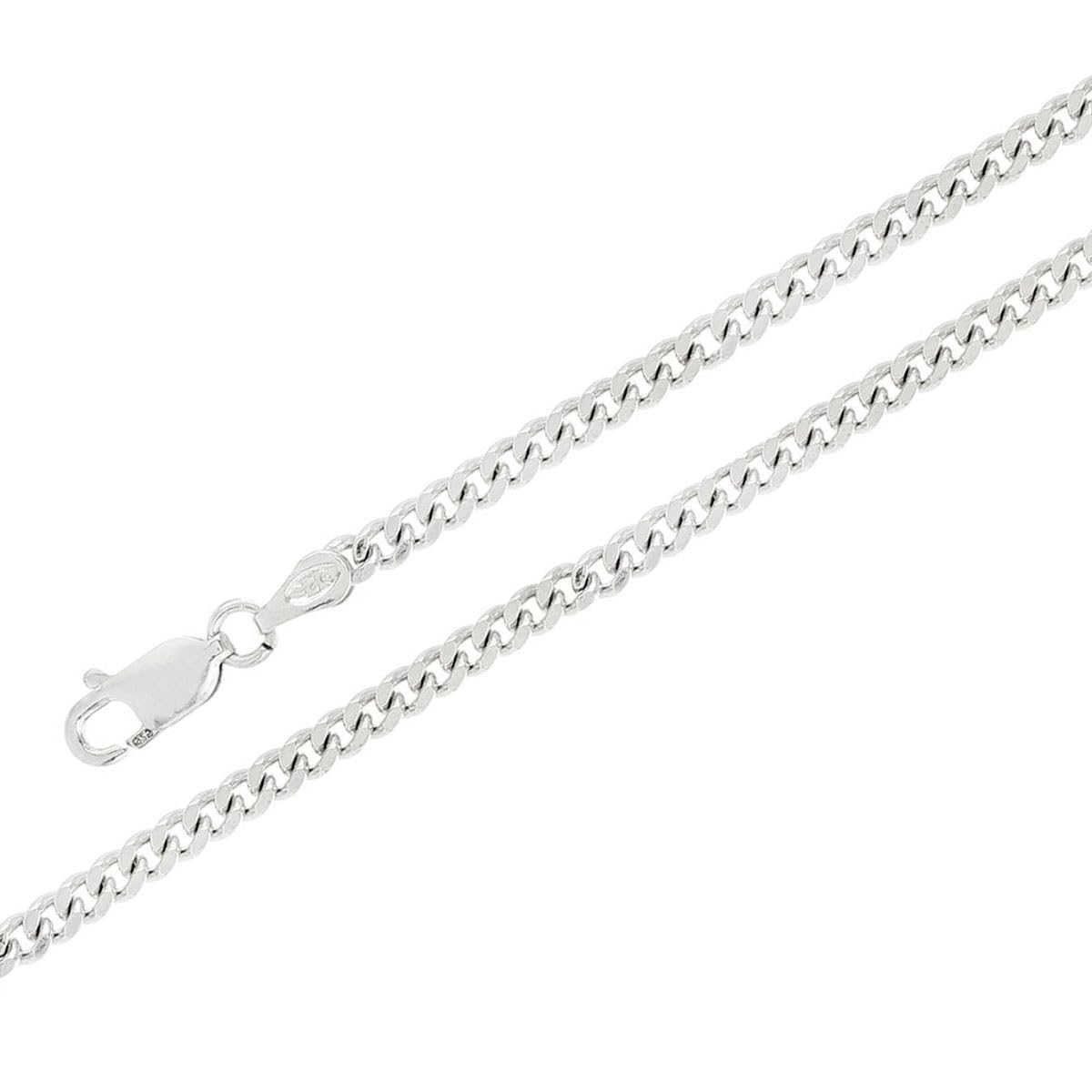 Treasure Bay Cadena de plata de ley 925 para hombres y mujeres, plata de ley maciza auténtica, 3 mm de ancho, corte de diamante, longitud de la cadena: 40,6 a 60,9 cm