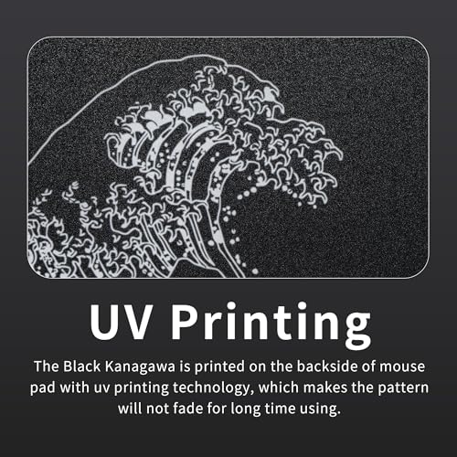 Image of XVX Glass Gaming Mouse Pad, Black Kanagawa Hard Mousepads for Gaming,Professional Large Mouse Mat 16.2 inch x 12.2 inch, Special Glass Surface with Improved Precision and Speed