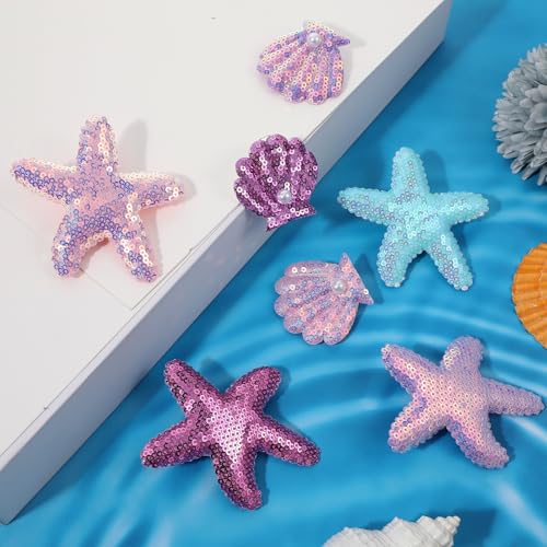 Oruola 8pcs Pinzas para el Cabello con Conchas Marinas y Estrella de Mar, Accesorios para el Cabello Multicolor, Clips con Perlas para Mujeres y Niñas miniatura 5