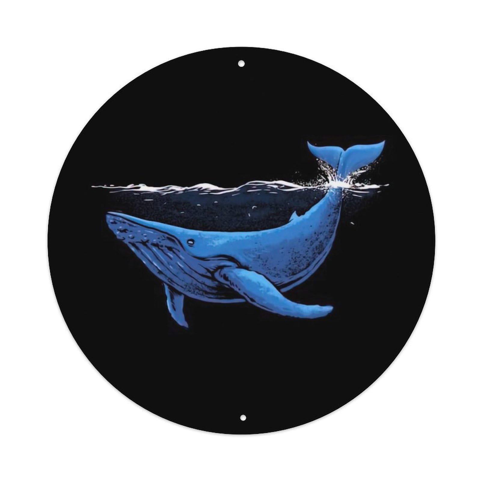 Animal Whales in The Dark Vintage Metal Tin Sign Plaque Wall Decor for Cafe, Club Bar, Office, Garden Metal Poster 8x8Inch