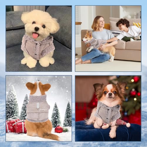 Welpen Kleidung mit D Ring, Fleece Kaltes Wetter Hunde Kleidung, Fleece Hundejacke Mantel, Flee-ce Hundemantel Winter Warme, Hundemantel Flee-ce mit D Ringen, Hundejacke Mantel, für Kleiner Hund
