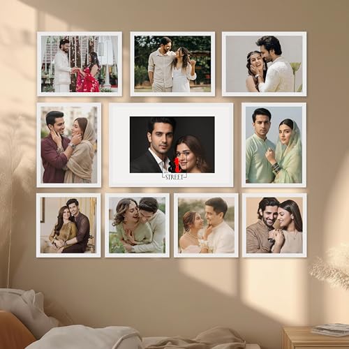 Image of Art Street Photo Frame Set of 10 White Wall Decor Collage Display Hanging Family Picture Frames Gallery Collection Decor Items Wall Mount Frames Birthday Anniversary, 8x8, 8x12 and 12x16 In