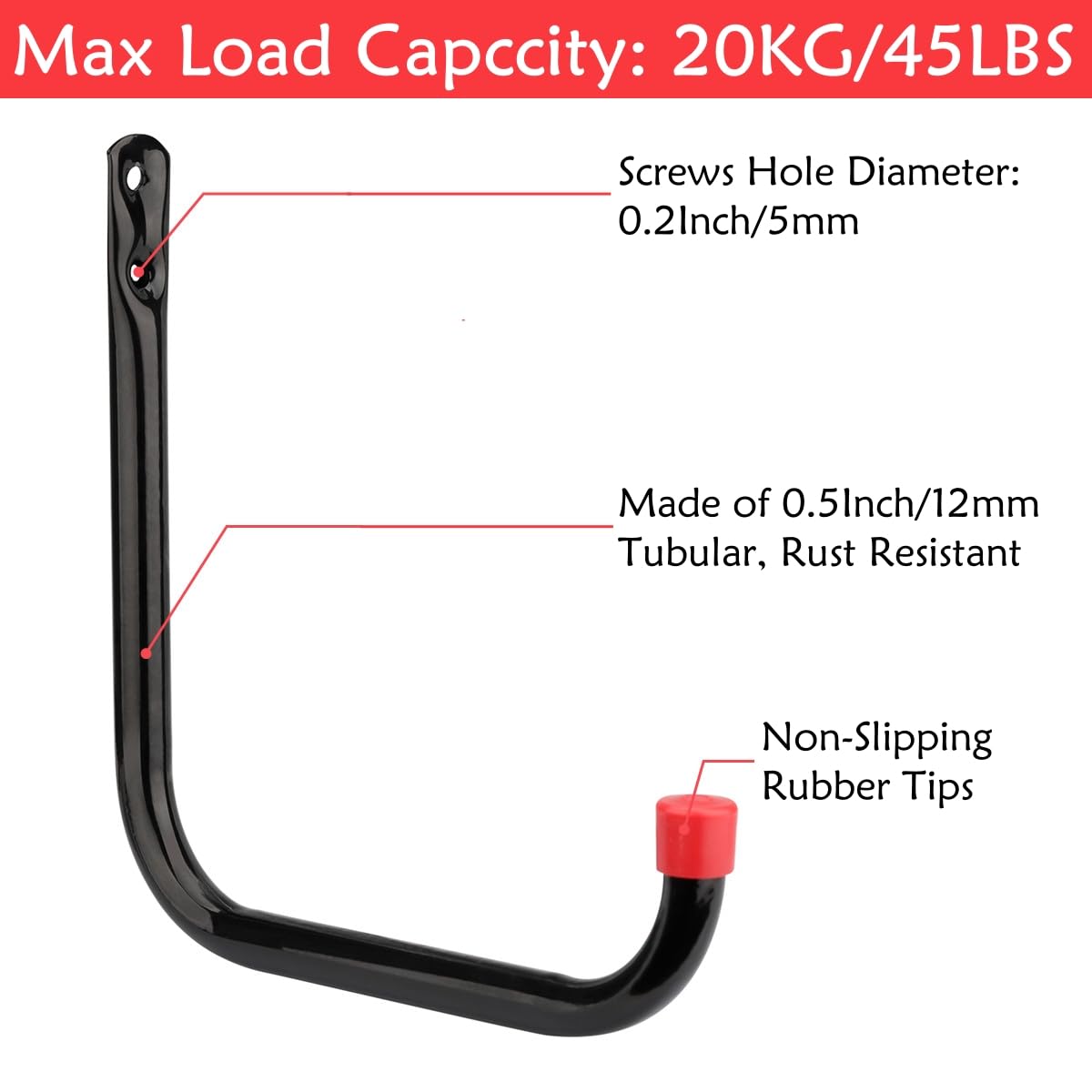 10 Pack Heavy Duty Ladderhaken Voor Garageopslag, 17 cm pipabiba Fietshanger Voor Wandmontage (19 cm x 17 cm