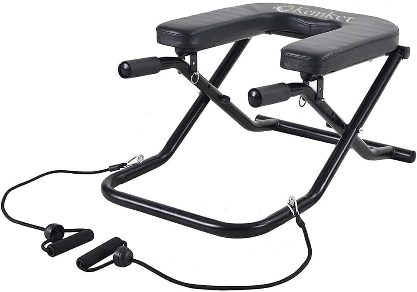 Kemket Inversion Yoga Bench-Foldable Yoga Headstand with PU Cushion, Steel Frame & Resistance Bands-Best Headstand Bench for Back Decompression, Strength Training (INVERSION STOOL)