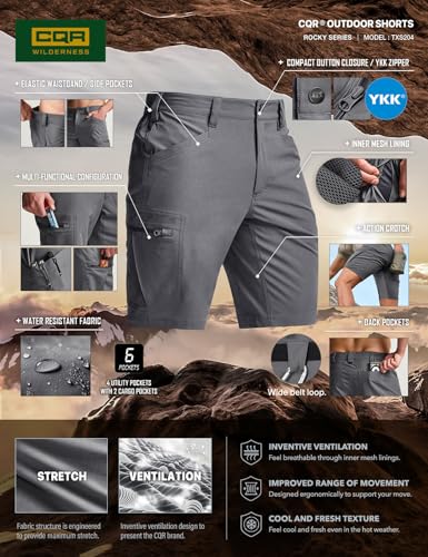 Cqr TXS204 Men'S Hiking Cargo Shorts, Quick Dry Stretch Tactical Outdoor Shorts thumb #4