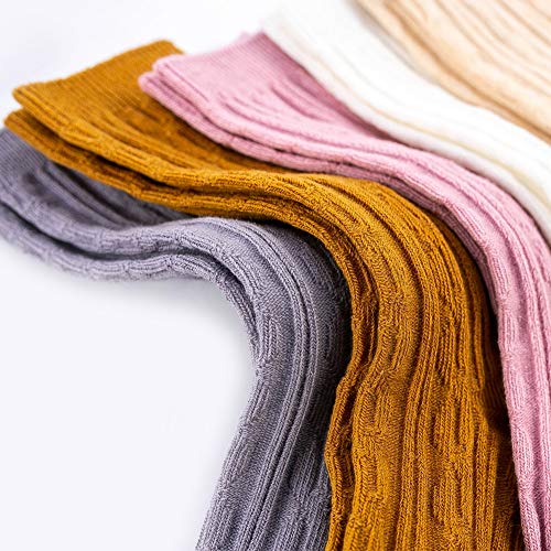 Zumou Toddler Knee High Socks 8 Pairs Baby Little Girls Cable Knit Cotton Stockings 0-5T (3-5T, Assorted 8-pack)2