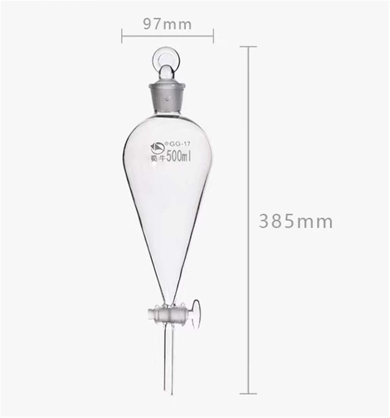 2 unids/Lote Laboratorio 500ml Embudo cónico Separador en Forma de Pera de Vidrio con pistón de Vidrio cristalería de Laboratorio