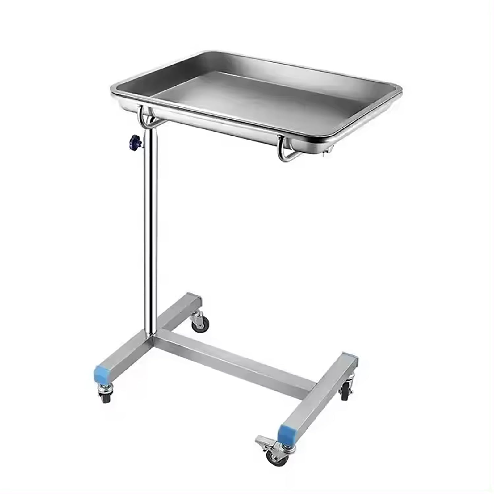 Carrello da Laboratorio Medico, Carrello Mobile a Palo Singolo con Base Zavorrata a H E Ruote Universali Silenziose a 360°, Altezza Regolabile 78-128 Cm, capacità di Carico 15-25 kg