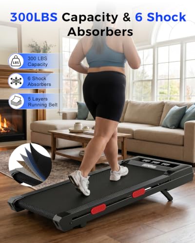 Image of Superun Walking Pad with 6% Incline, Under Desk Treadmill, 3 in 1 Portable Treadmills for Home with Remote Control LED Display, 2.5 HP Quiet Mini Treadmill for Office Home Use, 300 Lbs Capacity