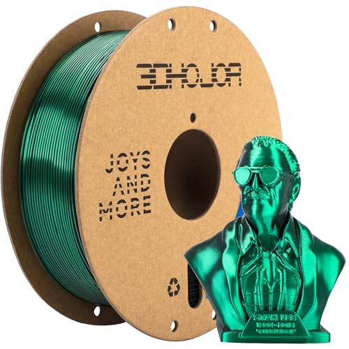 Image of 3DHoJor Silk PLA Filament 1.75mm Black Green Dual Color PLA 3D Printer Filament 2 in 1 Coextrusion 1KG Spool(2.2lbs) 3D Printing Filament Dimensional Accuracy + /- 0.03mm Fits for Most FDM 3D Printers