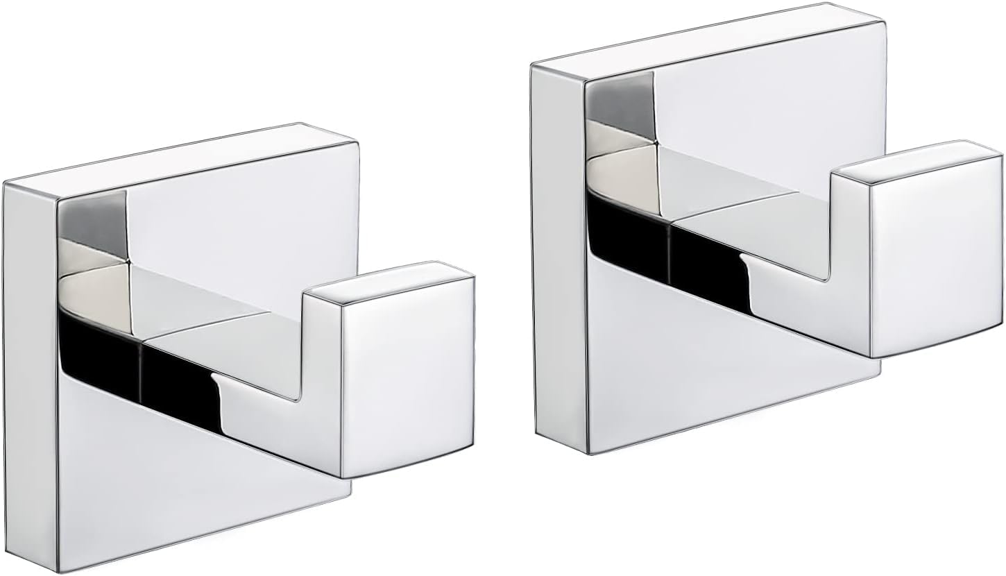 YUET 2 Piezas Gancho Toalla Soporte Pared Acero Inoxidable 304 Toallas de Baño Colgador Montado en la Pared Cocina Percheros Toalleros Garaje (Cromo)