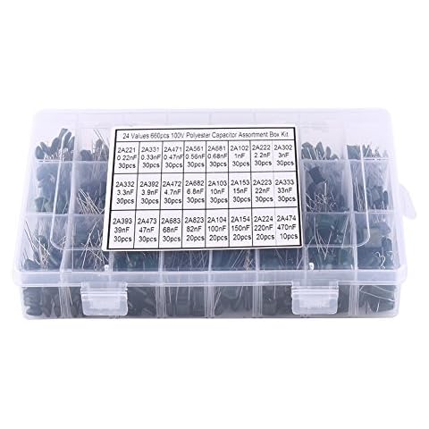 660pcs 24 Werte Polyester Folienkondensatoren Sortiment Kit 100V 0.22nF Cover