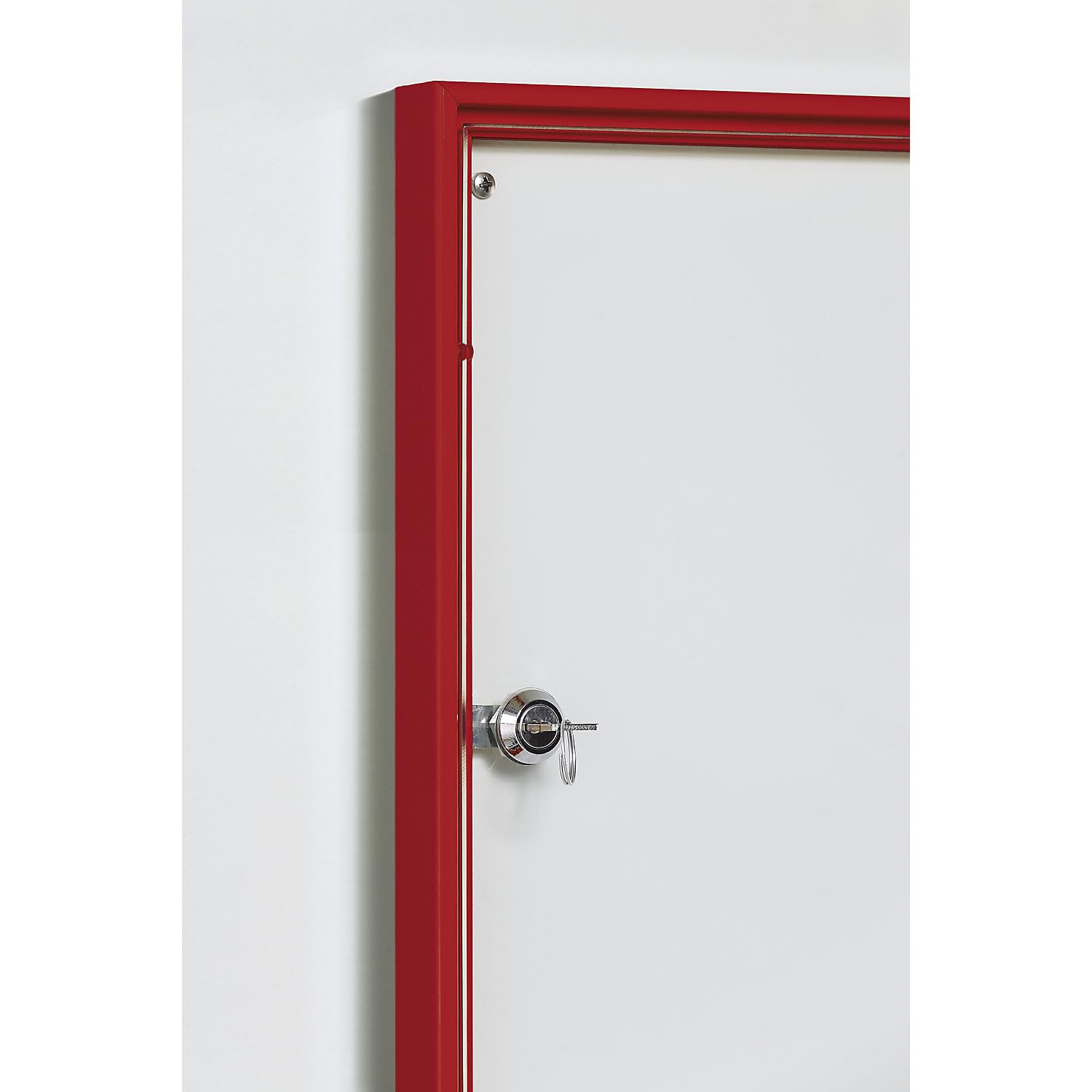 Vitrina de anuncios para interiores, para formato 2 x 2 DIN A4, marco rojo.