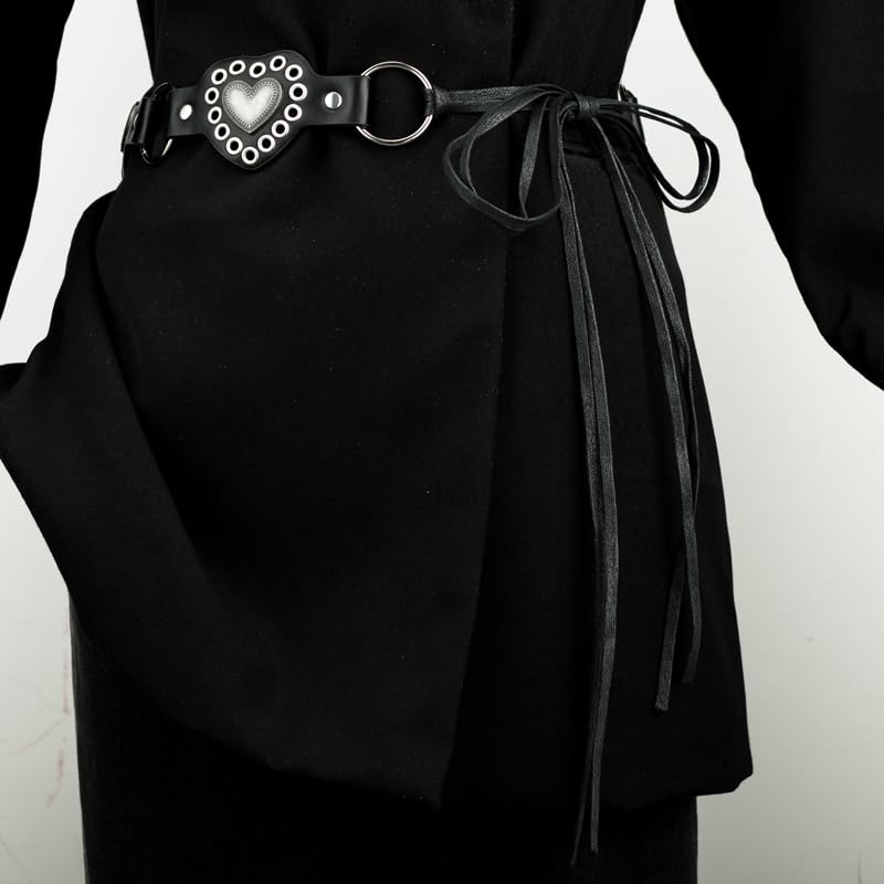 Women Leather Rivets Belt, PU Leather Belts for Women, Vintage Minimalist Adjustable Waistband 78.7 Inches3