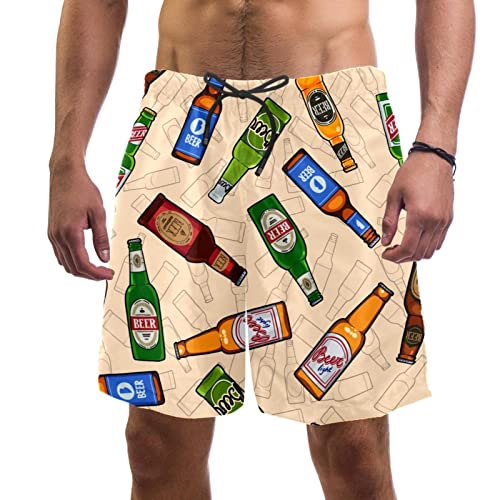 Short de plage à séchage rapide JDEZ maillot de bain confortable à motif bouteille