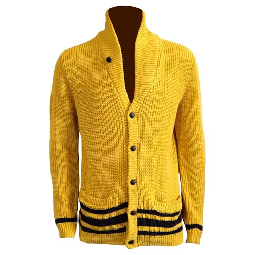 Mens Fall Winter Cable Knit Cardigan Sweater Men Knit Outerwear Slim Fit Button Thick Cardigan with Pockets