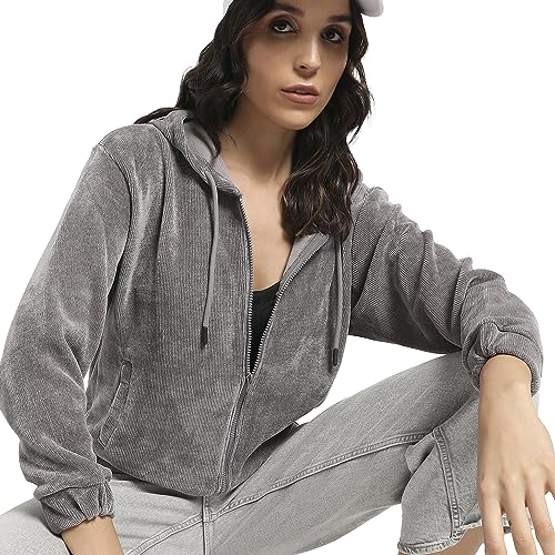 Image of Campus Sutra Women Cotton Hooded Neck Sweatshirt
