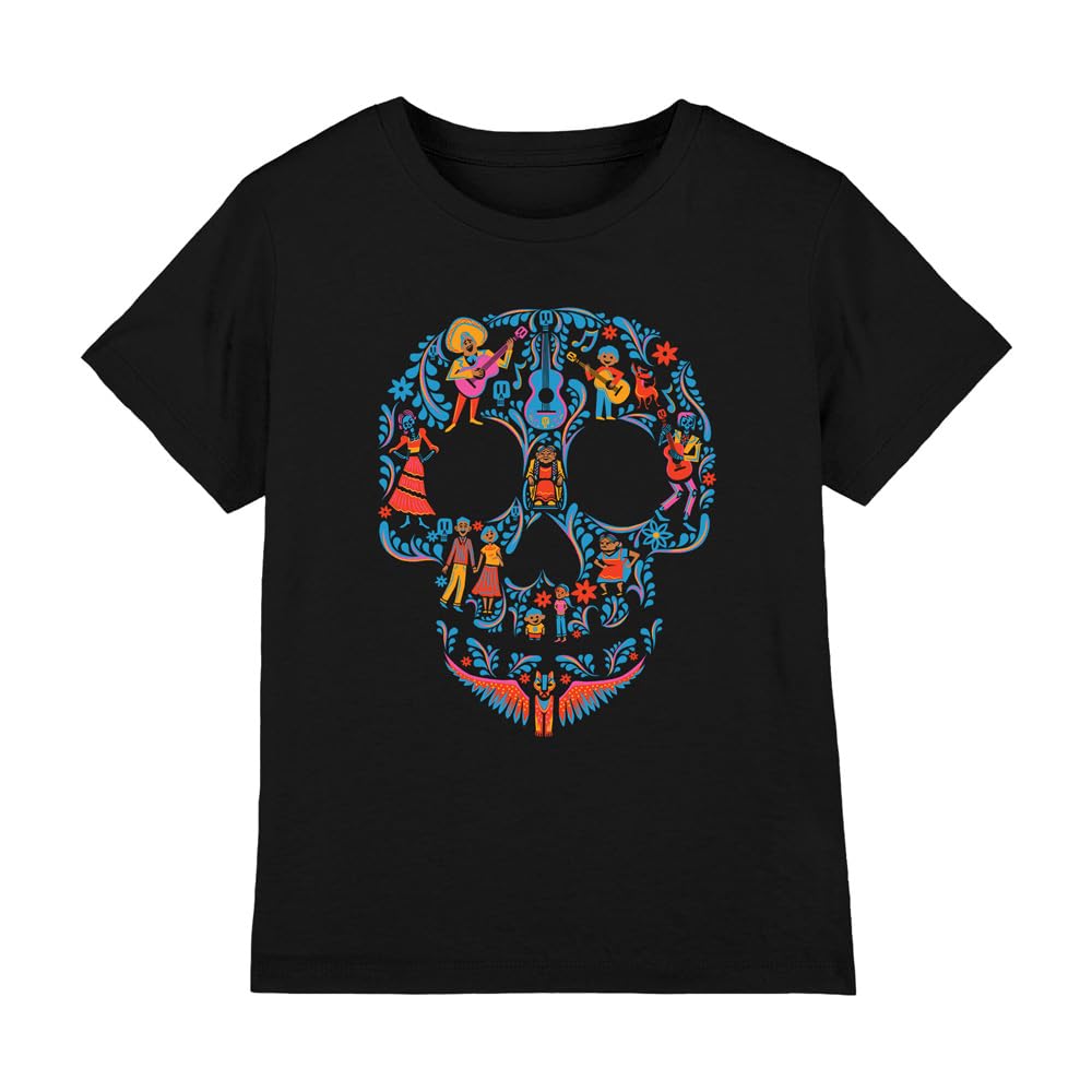 Coco Boys Day of The Dead Skull with Rivera Family Unisex Kids T-Shirt, Black, 3-4 Years UK