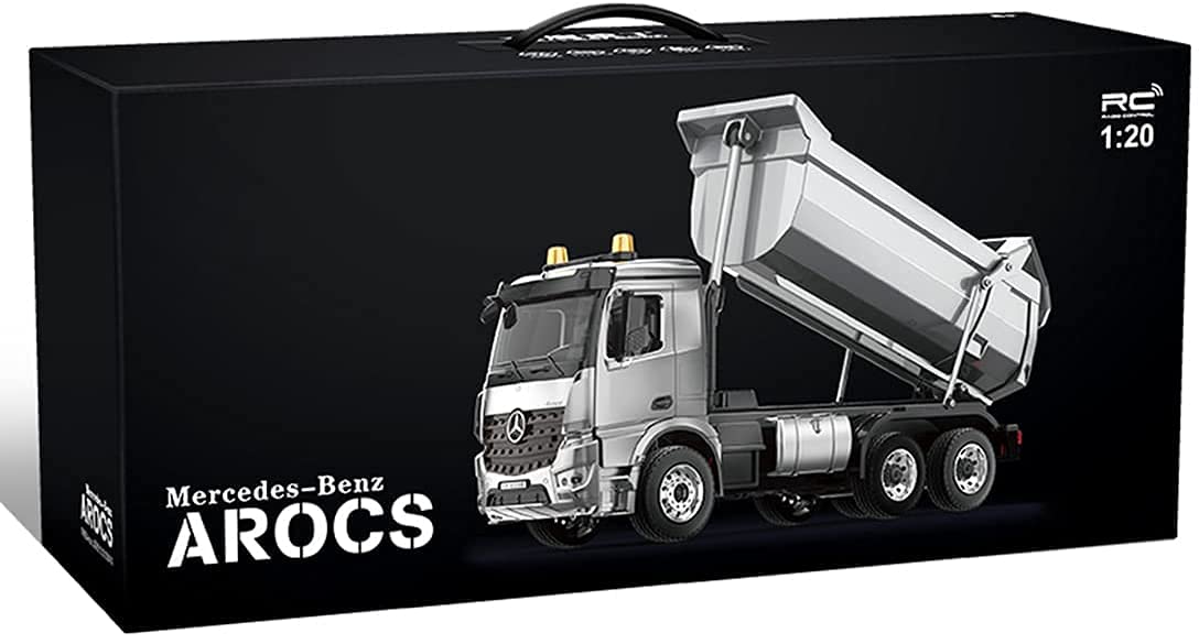 s-idee® E590-003 Mercedes Arocs Camion RC con cassone ribaltabile in metallo 1:20 LKW 10 canali caricatore ribaltabile doppio E CADA E-590