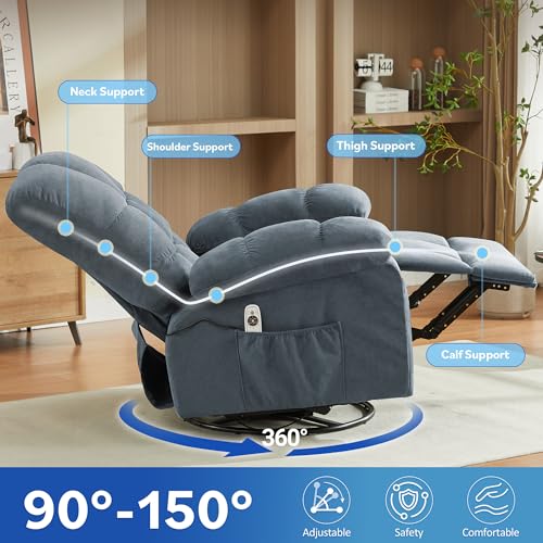 Sillón reclinable masaje azul tamaño grande miniatura 3