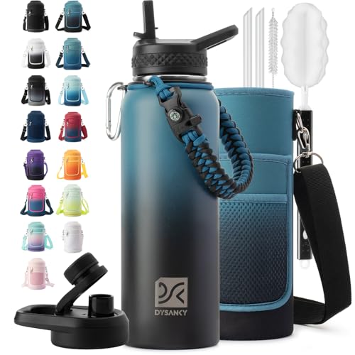 40 oz Insulated Water Bottle | Thickened Stainless Steel Vacuum Metal | Portable Sports Water Jug for Gym and Hiking with Straw, Carrier Bag, Handle Strap | BPA-Free 40 oz