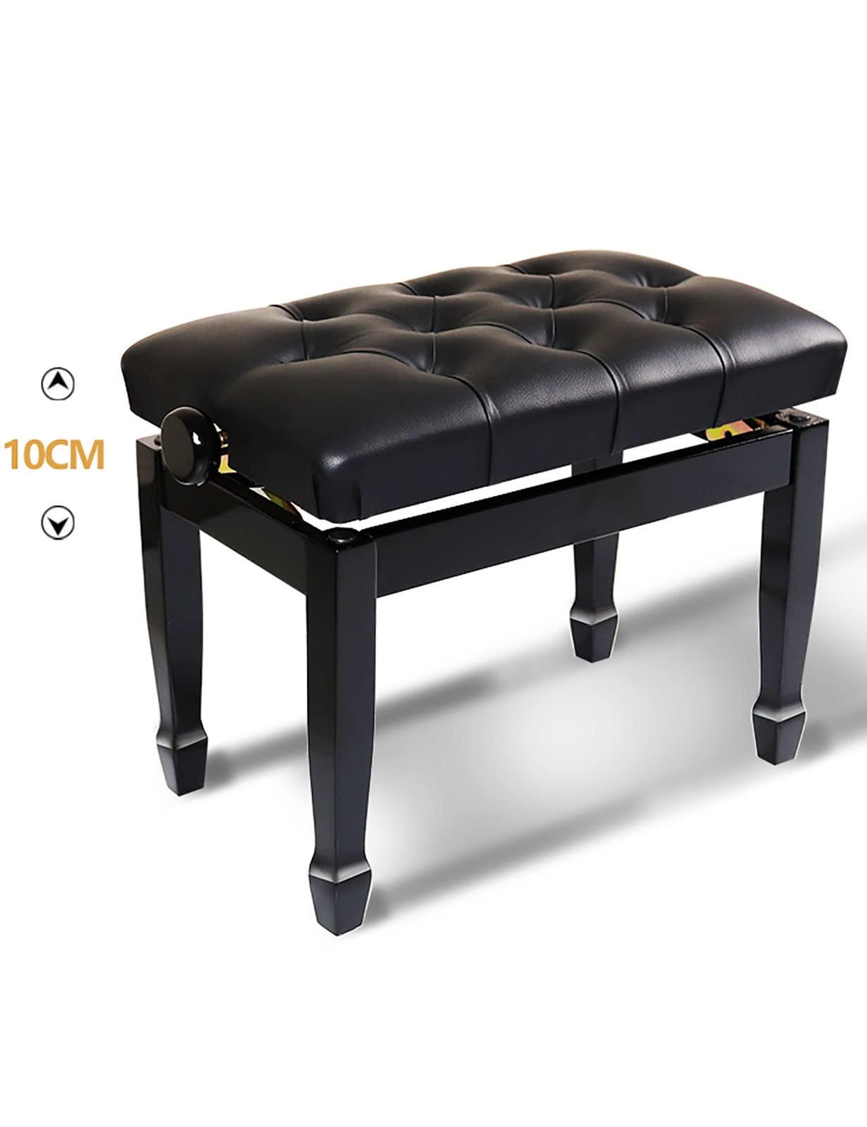 Leder-Klavierbank, Solo-Keyboard-Hocker, höhenverstellbar, langlebige Keyboard-Bank mit massiver Hartholzstruktur, 56 x 36 x 47–57 cm, geeignet für die Nutzung durch eine Person