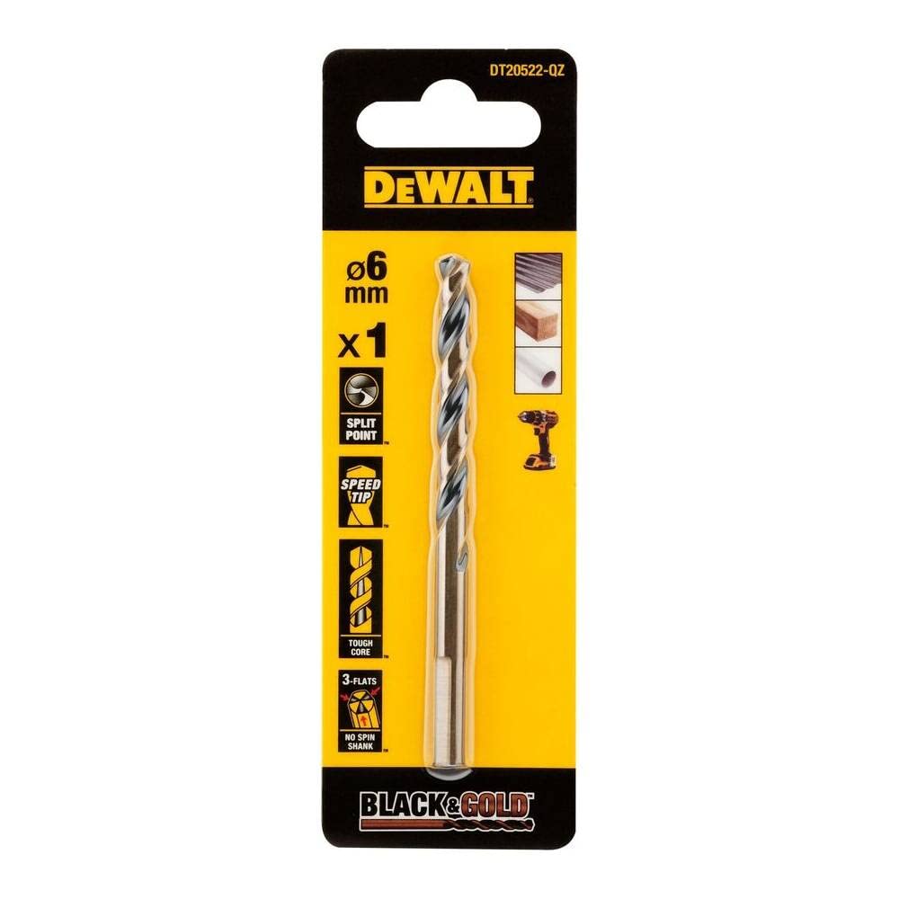 DEWALT DT20522-QZ BLACK&GOLD HSS Drill Bit 6.0mm