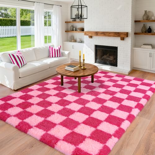 Tapete decorativo Pionblank 5x7 pies rosa suave antideslizante miniatura 3