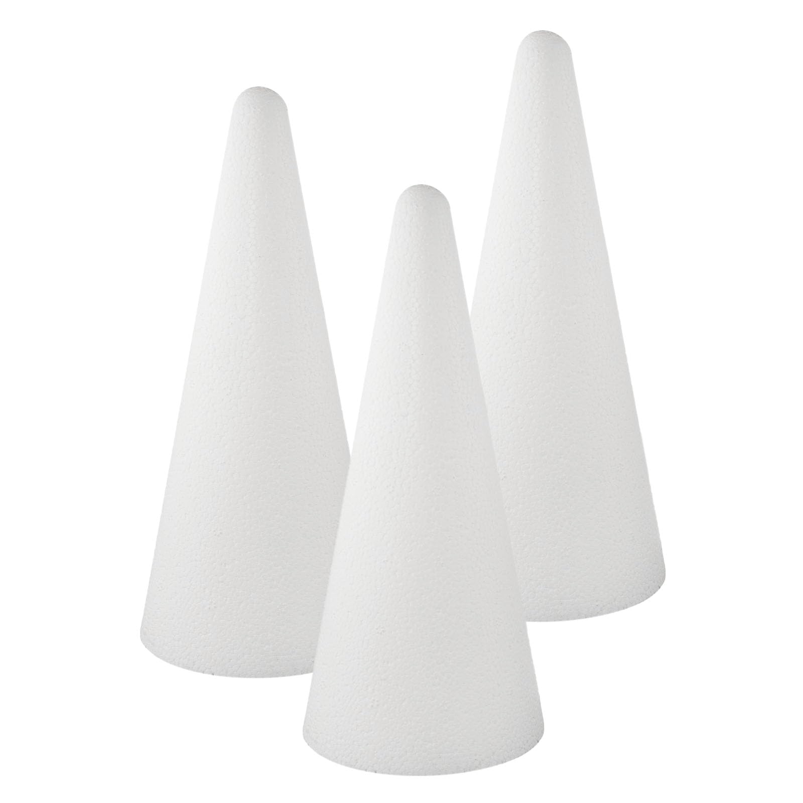 MCE-Commerce A32093 Styrofoam Cones Diameter 9 cm Height 20 cm Pack of 3 White