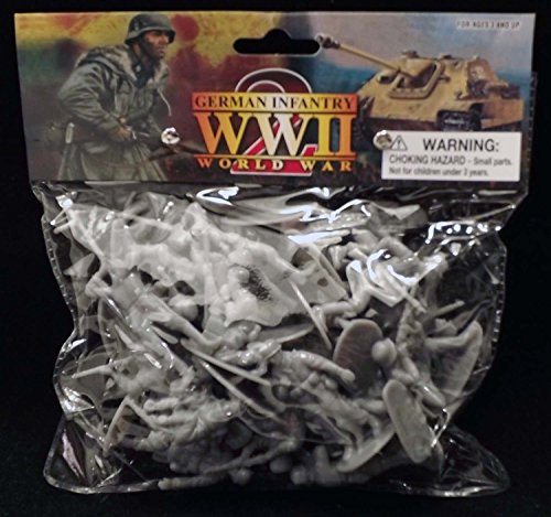 Sunjade WWII German Infantry and Paratroopers 24 Piece Set Gray Plastic Toy Soldier Figures 1/32 Scale 2.25